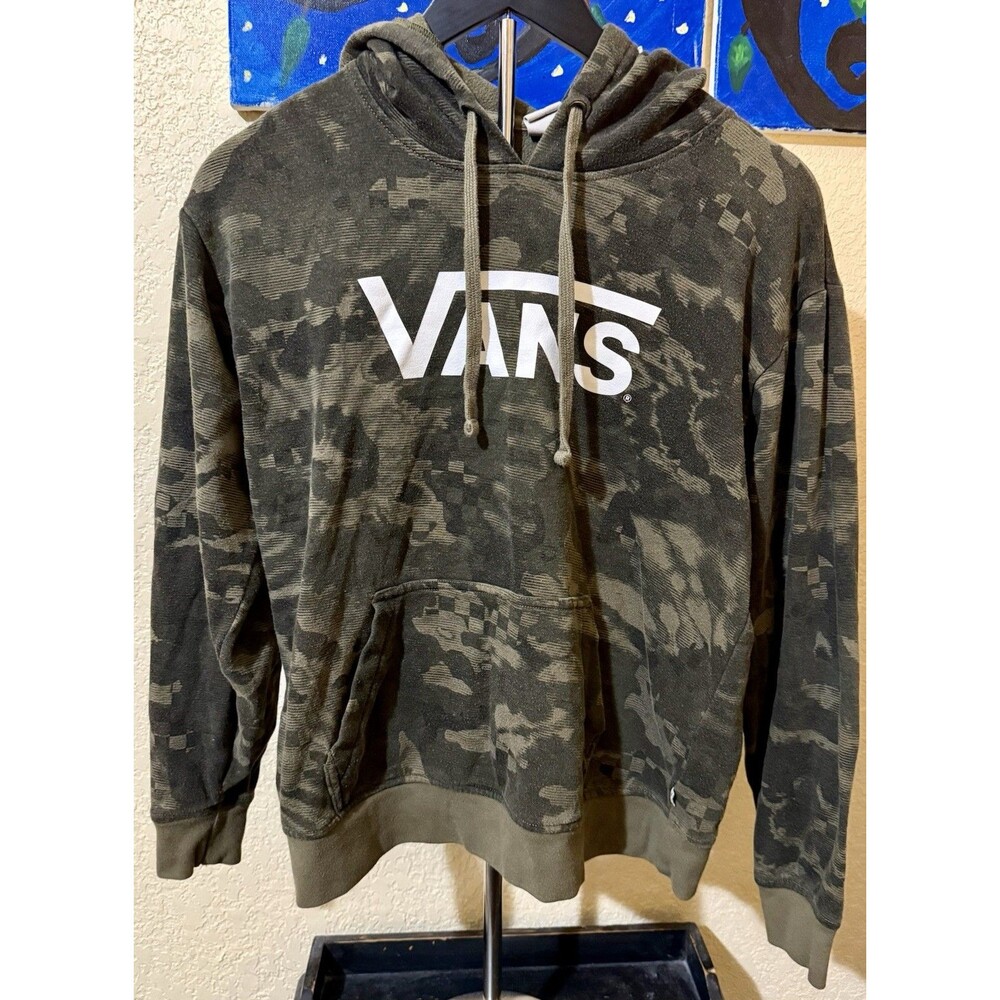Vans Camp Hoodie Size XS Skater Y2K Pullover Camo Green